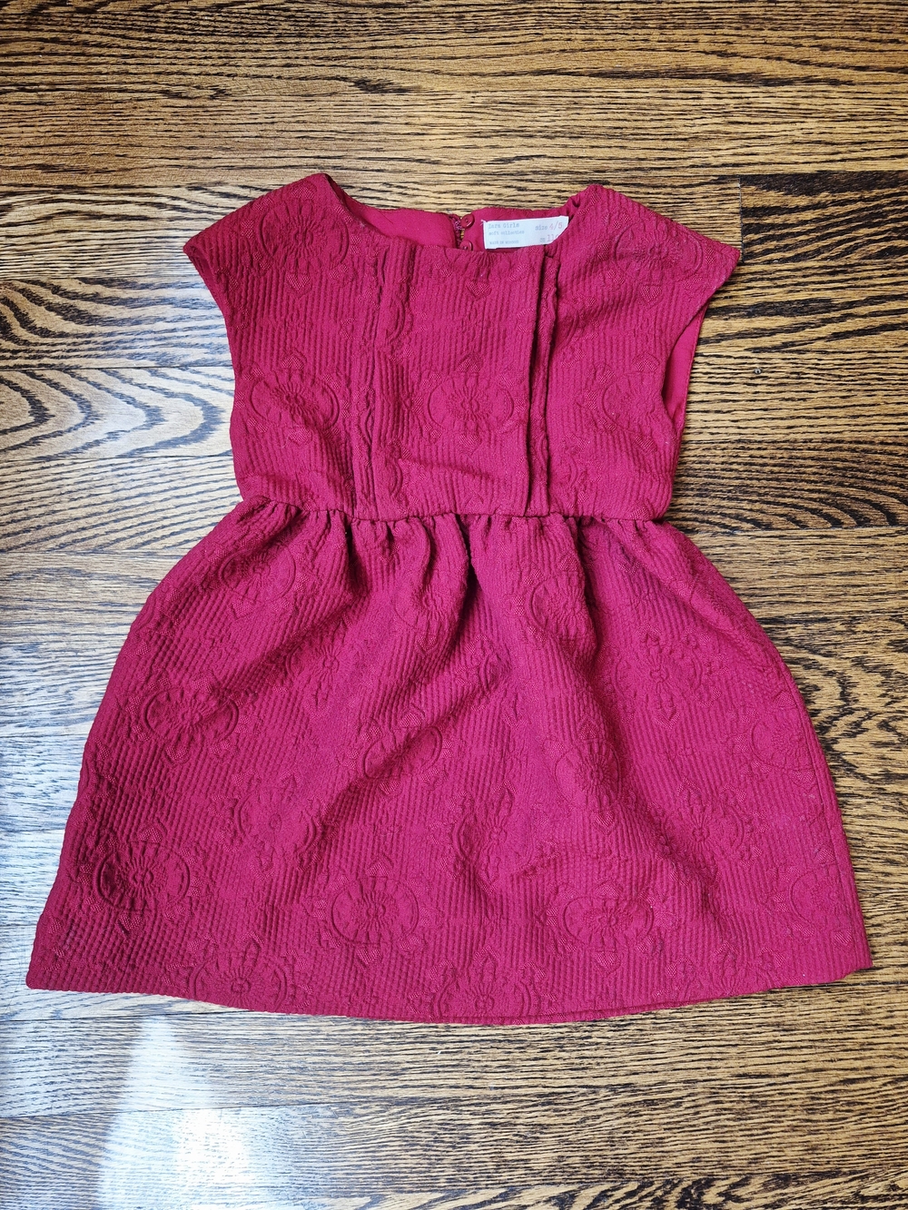 Zara Kids Girl Burgundy Crimson Floral Textured Holiday Party Dress 4-5T